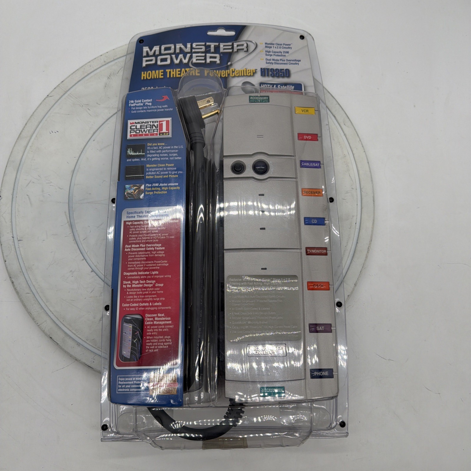 New In Box Monster Power HTS850 Home Theater Power Center Surge Protector