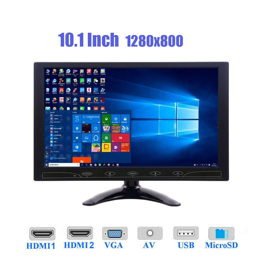 10.1"/7" IPS Monitor CCTV PC Screen USB/MicroSD/VGA/HDMI1/HDMI2 for Raspberry