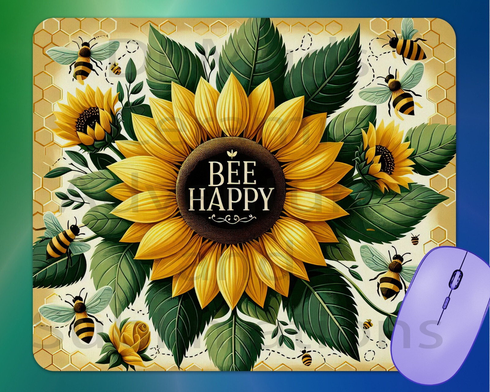 SUNFLOWER BEE HAPPY mouse pad mousepad