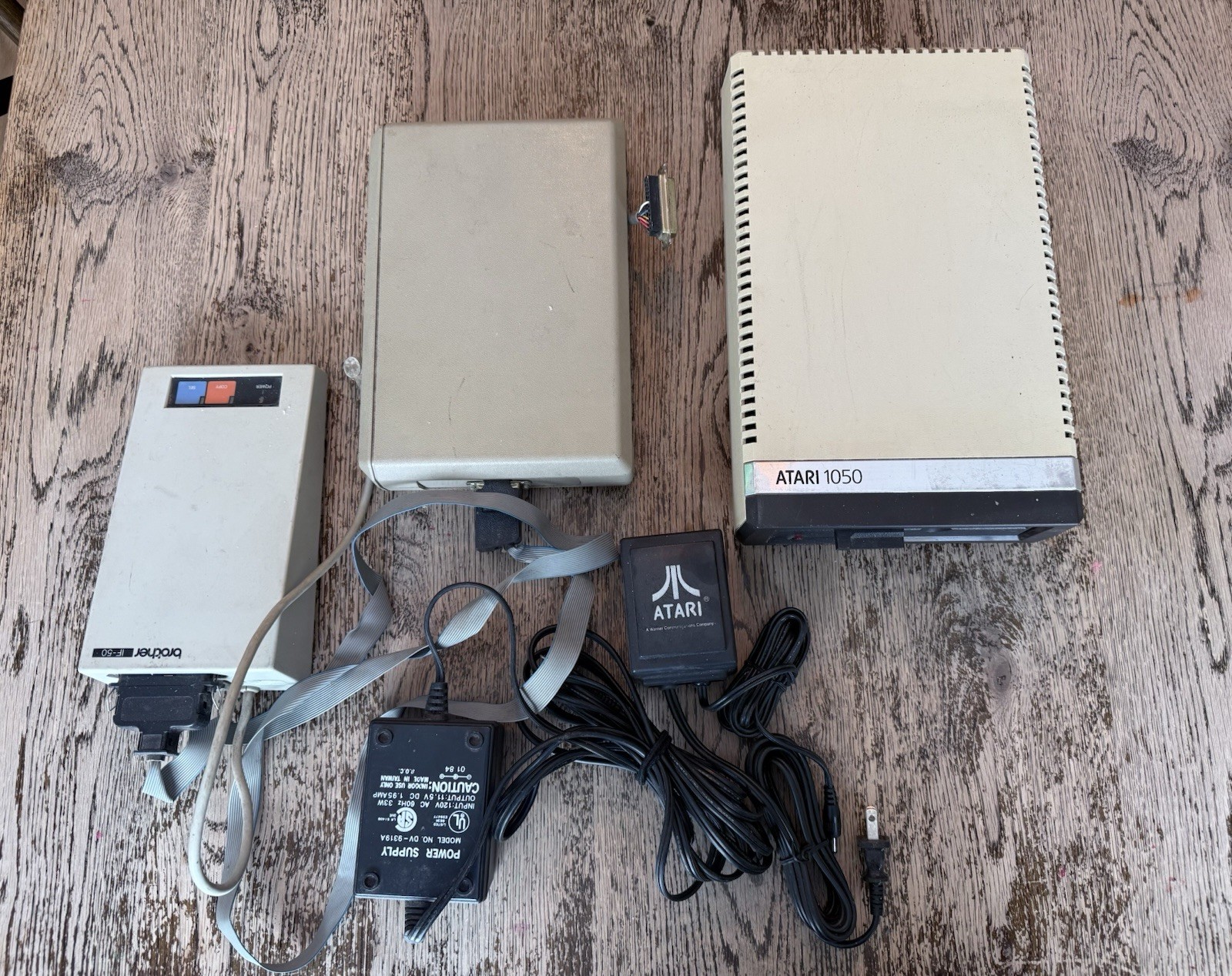 Atari 1050 Disk Drive Bundle for Parts/Repair with Cords Untested Sold As-Is