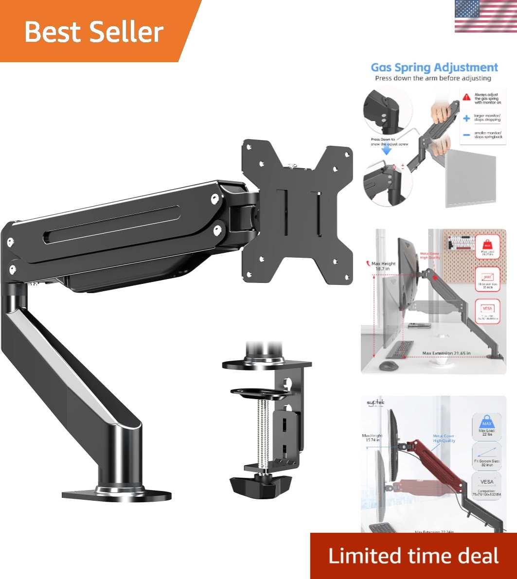 Durable Alloy Steel Monitor Arm with Full Motion Functionality - Fits 17-35 Inch
