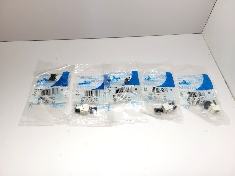 LEVITON 41106-RW6 Snap-In Jack 6P6C USOC Jack, White (LOT OF 5)