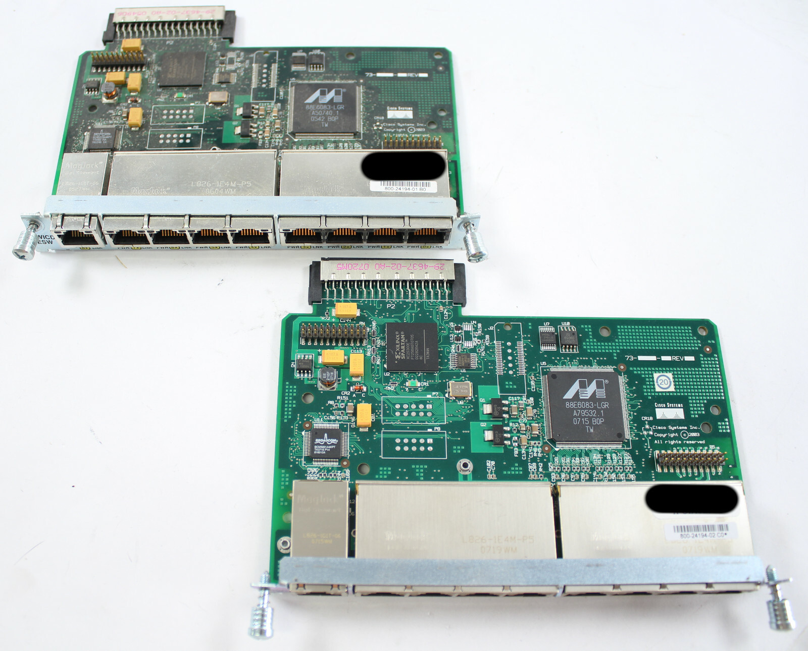 Lot of 2 Cisco Switch 9Port Expansion Module 10/100 Mbps 73-8475-06 & 73-8475-08