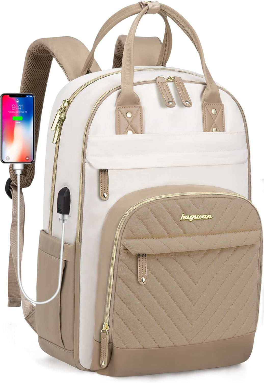 Laptop Backpack for Women - 15.6 Inch Work Bags Travel Backpack with USB Charger
