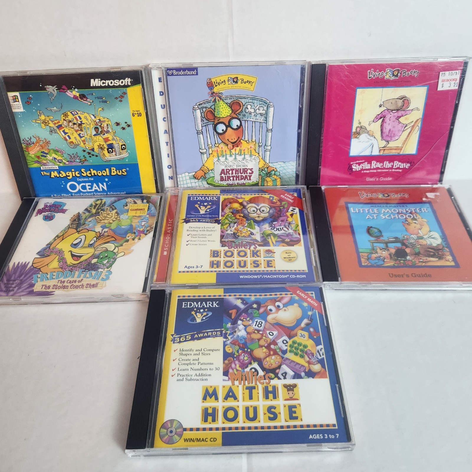 Lot of 7 Living Books/Kids Learning Games, Math &  Reading PC CD-Rom Ages 3-10