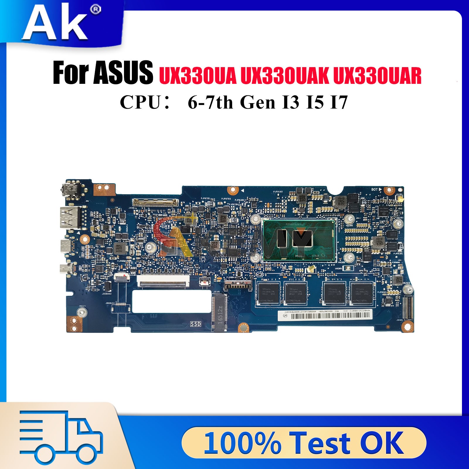 UX330UA Laptop Motherboard For ASUS UX330UAK UX330UAR U3000U Mainboard W/CPU