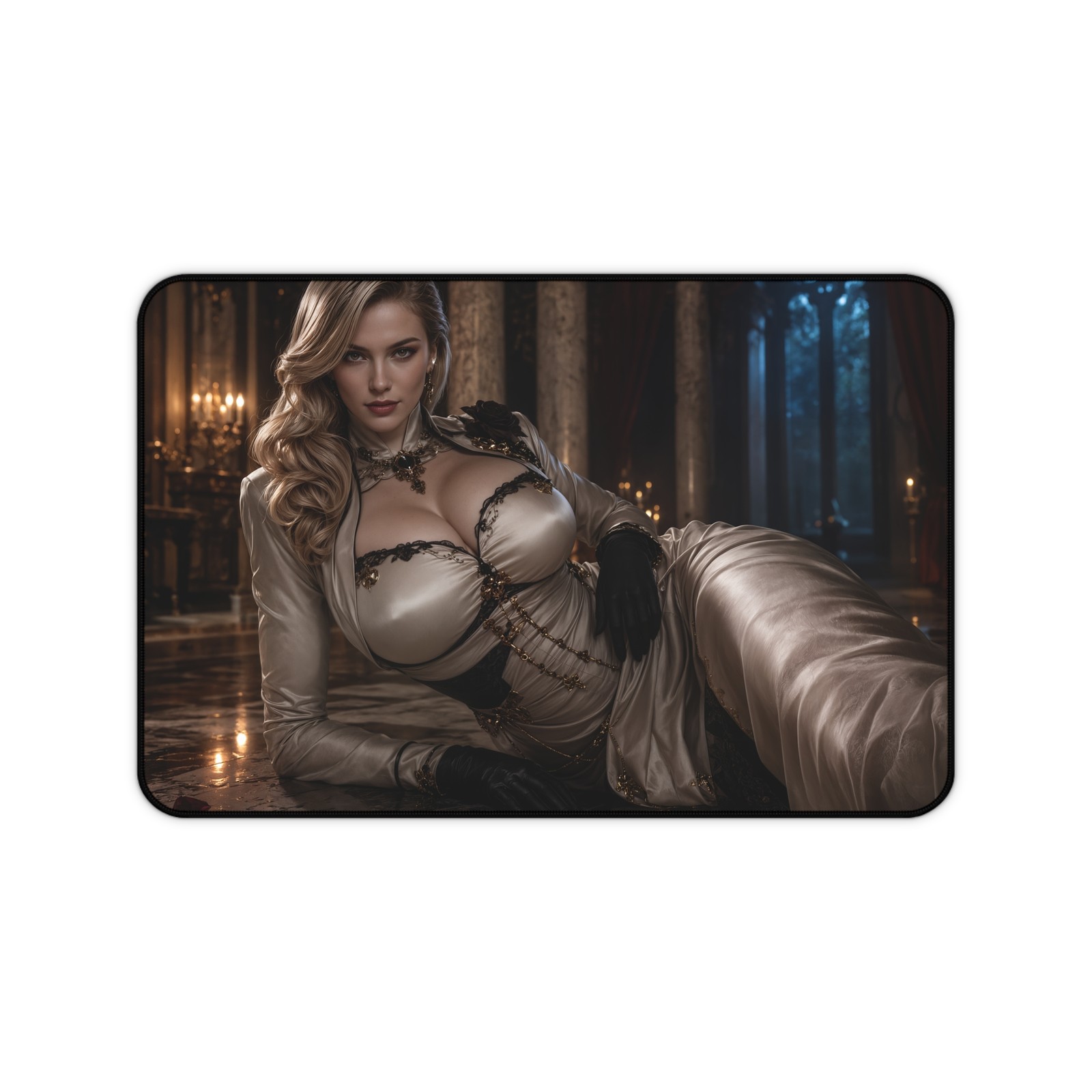 Lady Dimitrescu Gothic Desk Mat, Dark Fantasy Mouse Pad and Desk Decor