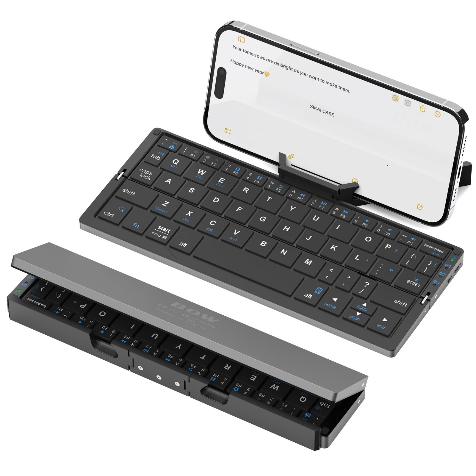 SIKAI CASE Foldable Bluetooth Keyboard Magnetic Stand Aluminum Alloy Mini open