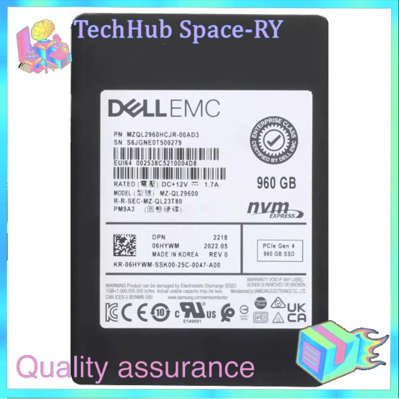 DELL Samsung PM9A3 960GB SSD 2.5" NVMe PCIe Solid State Drive MZQL2960HCJR-00AD3