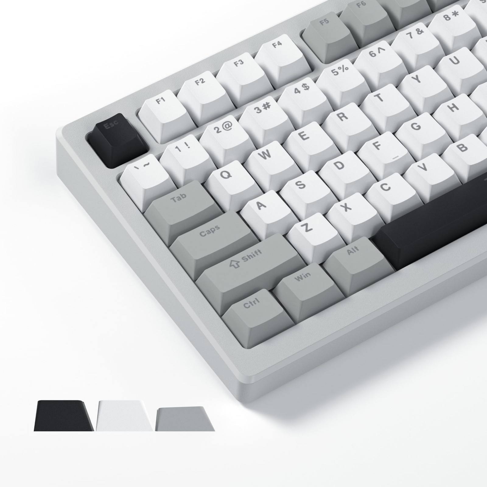 Shine Through PBT Keycaps Set Cherry Profile For MX Switches Grey Creamy