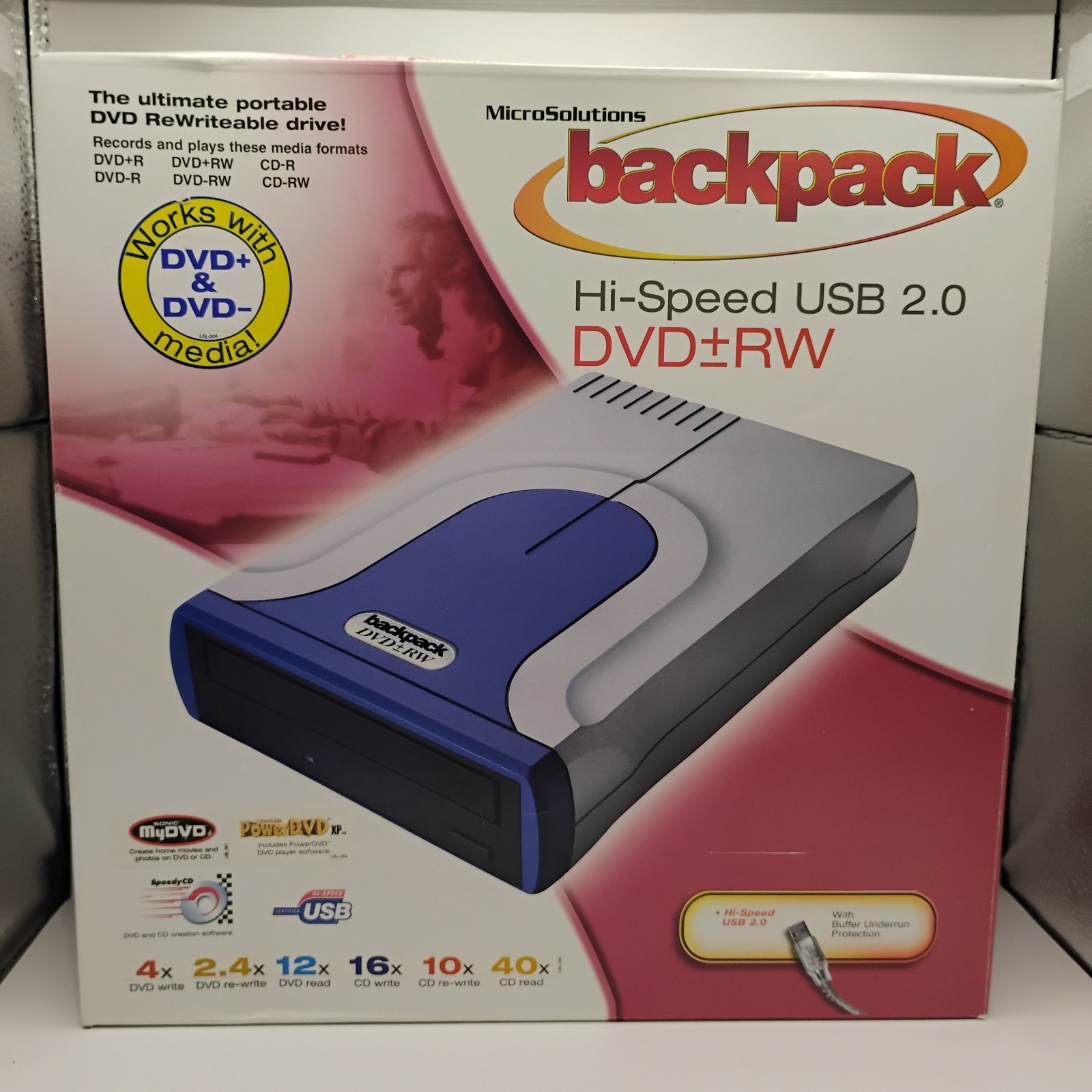 Microsoltions Backpack Hi-Speed USB 2.0 DVD +RW Portable DVD Rewriteable Drive.