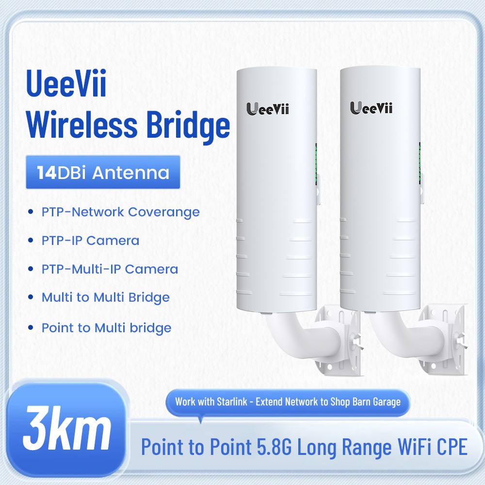 UeeVii Wirele Bridge Point to Point 5.8G Long Range WiFi CPE 14DBi for Starlink