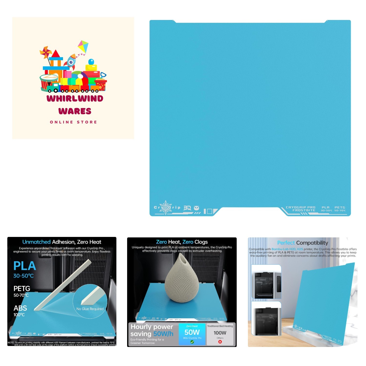 Eco-Friendly CryoGrip Pro Frostbite Build Plate 355x346mm with Superior Adhesion