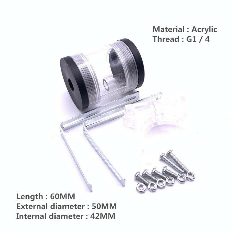 Computer water-cooled acrylic cylindrical water tank 60MM*50MM Front 3 holes
