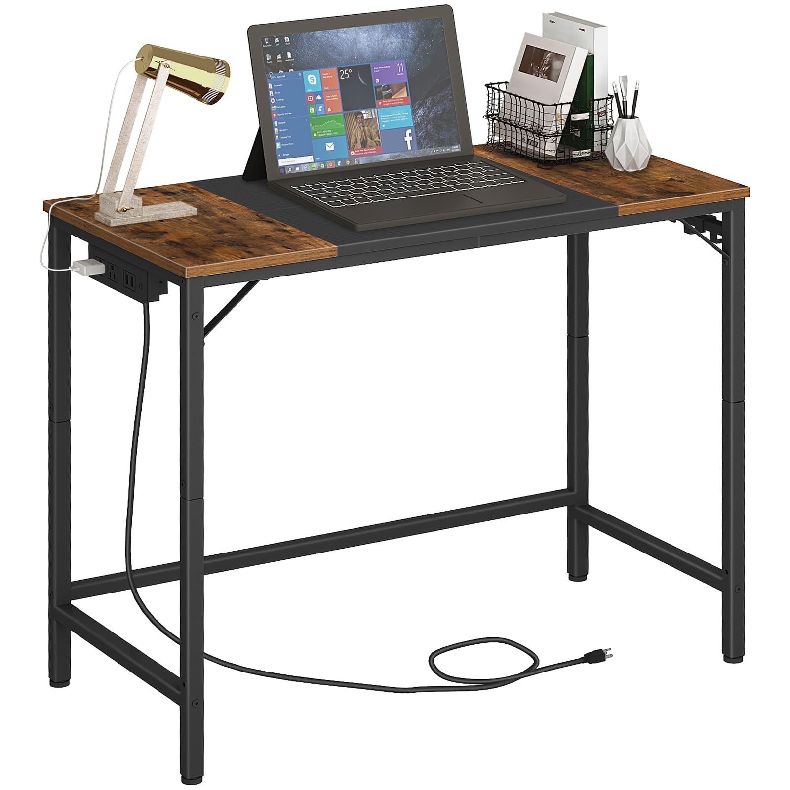HOOBRO Computer Desk, Home Office Desk with Power Outlet, Modern Study Writin...