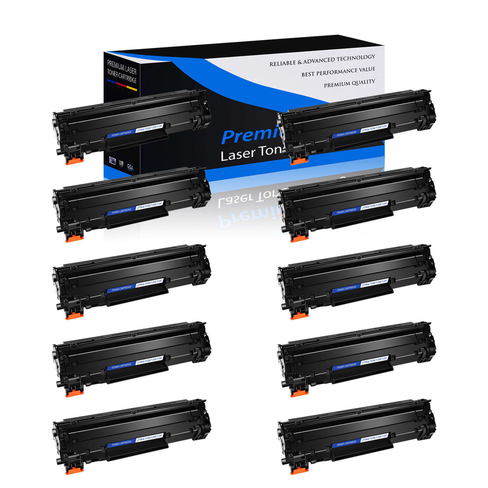 10 Pack CE278A 78A Toner Cartridge For HP LaserJet P1560 P1566 M1536 MFP Printer