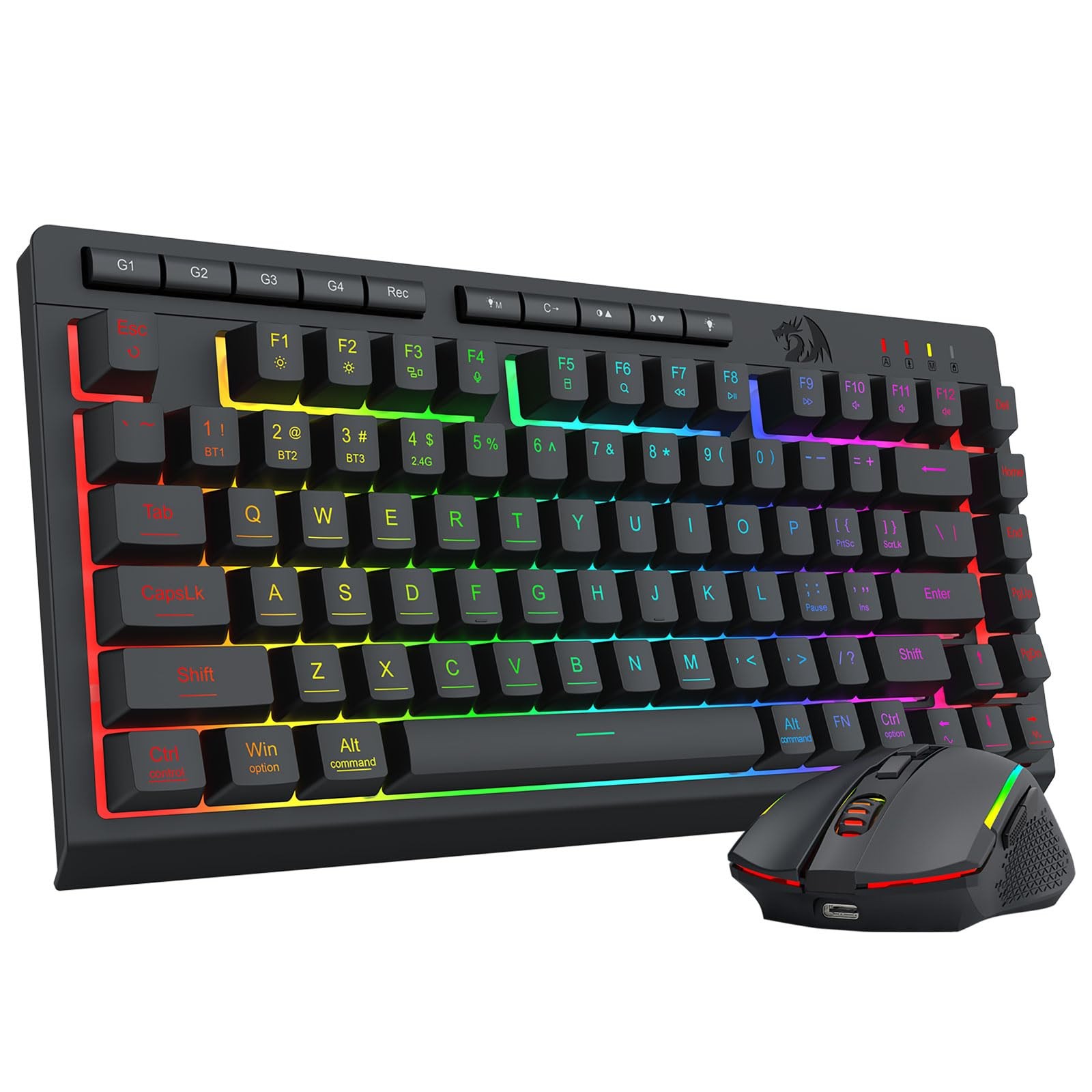 Redragon S155-PRO Wireless Gaming Keyboard Mouse Set 75% BT/2.4G