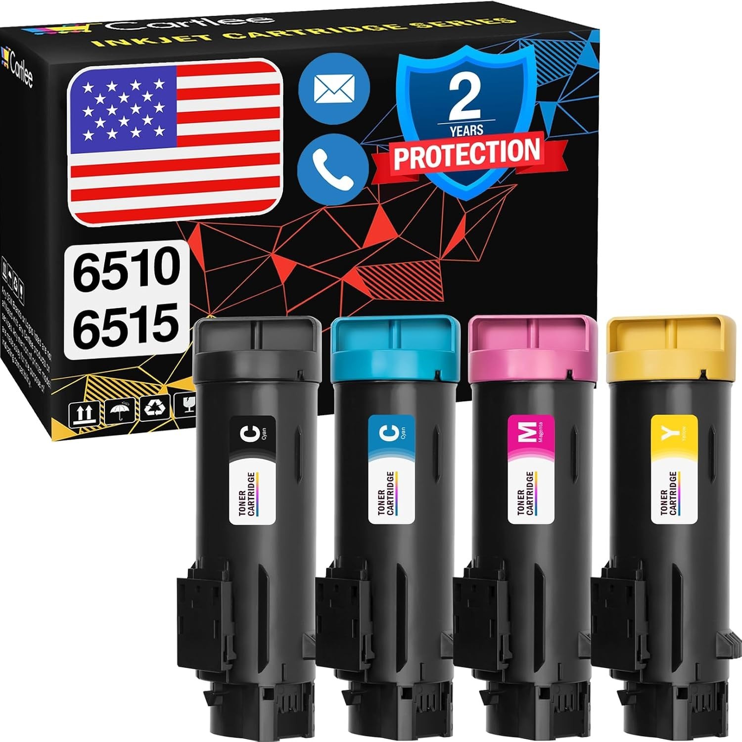 Cost-Effective High-Yield Toner Replacement for Xerox Phaser 6510/6515 - 4 Pack