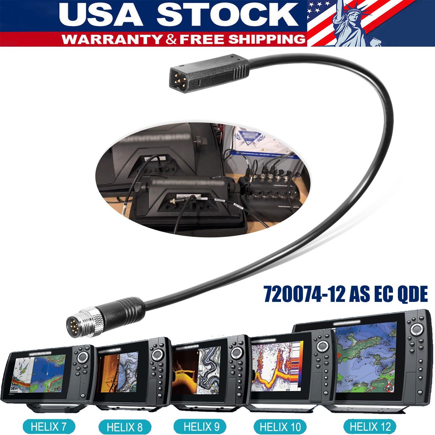 720074-12 AS EC QDE 12 Ethernet Adapter Cable 1foot Marine Network Adapter Cable