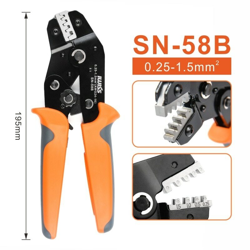 IWISS SN-58B 6.3/4.8/2.8 Plug Spring Crimping Tool Ratchet Terminal 0.25-1.5mm