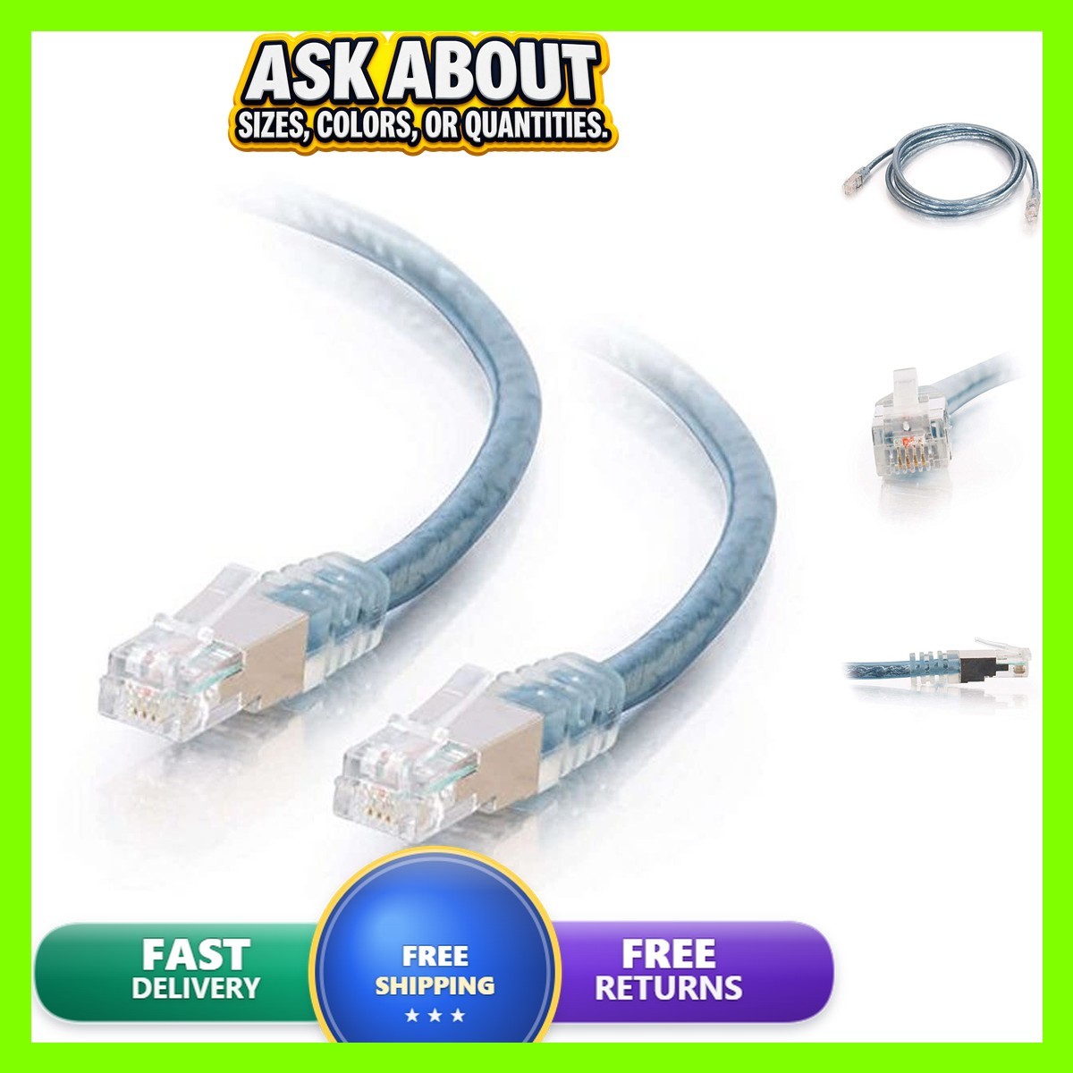 C2G RJ11 Ethernet Network Cable 100 ft DSL Internet 28726 Transparent Blue