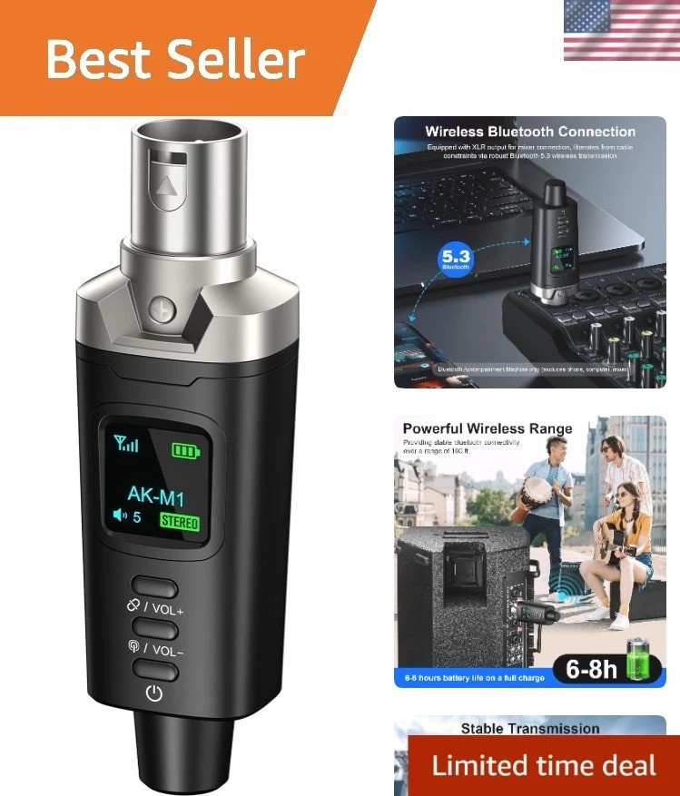 Durable AK-M1 XLR Bluetooth Receiver with USB-C Charging – Perfect for Events