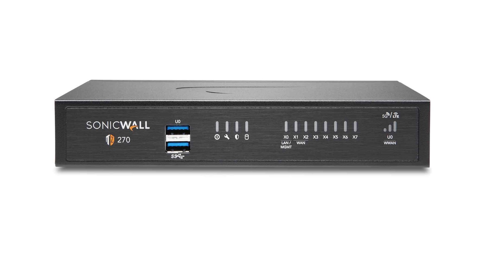SonicWall TZ270 Gen 7 Firewall Appliance, 8x 1GbE RJ45, 2x USB 3.0, Black