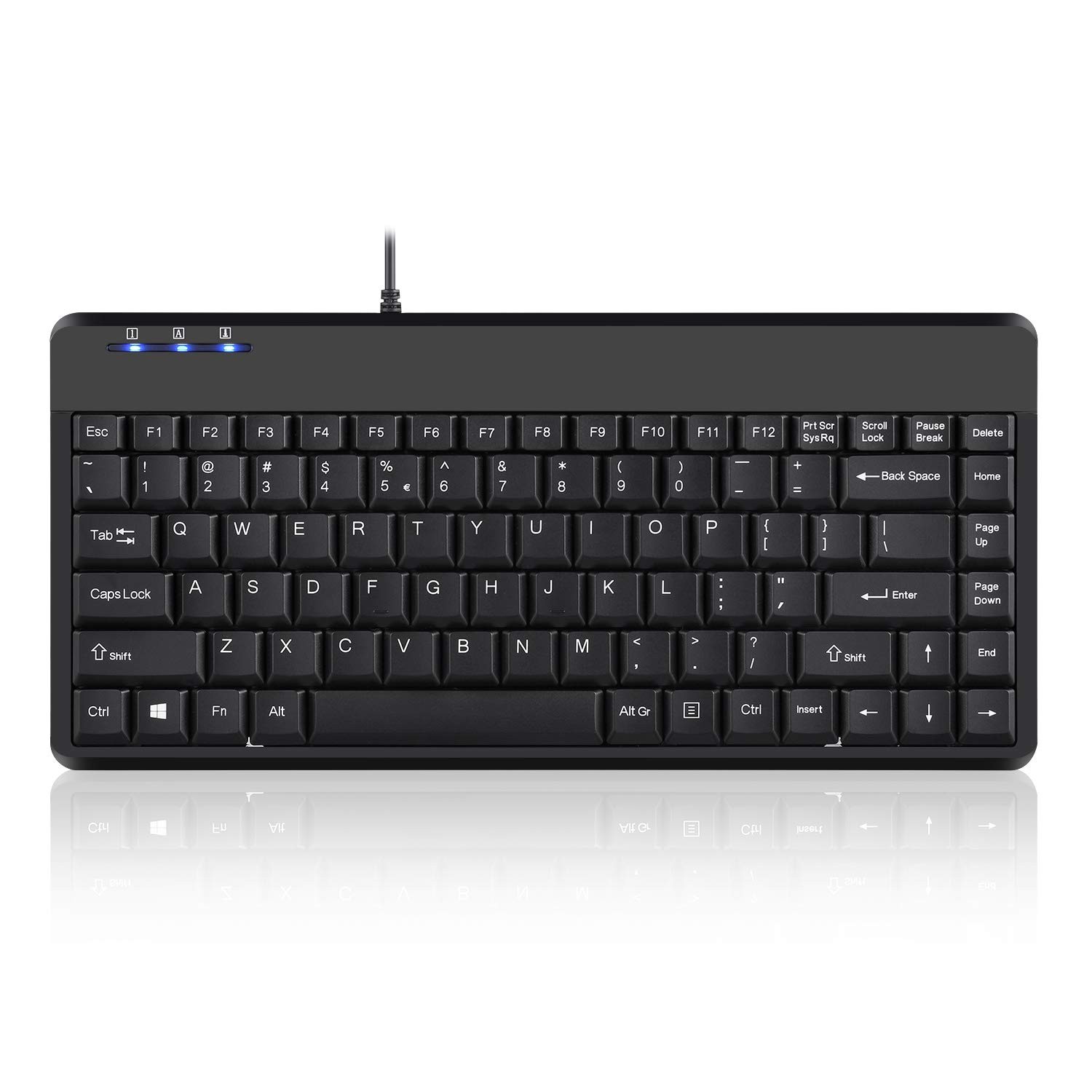 PERIBOARD-409H Wired USB Mini Keyboard with 2 USB Hubs, Black, US English Layout