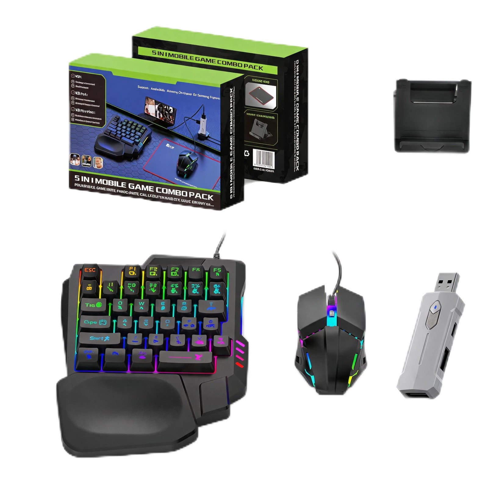 Zunate Half Hand Gaming Keyboard Set with Converter
