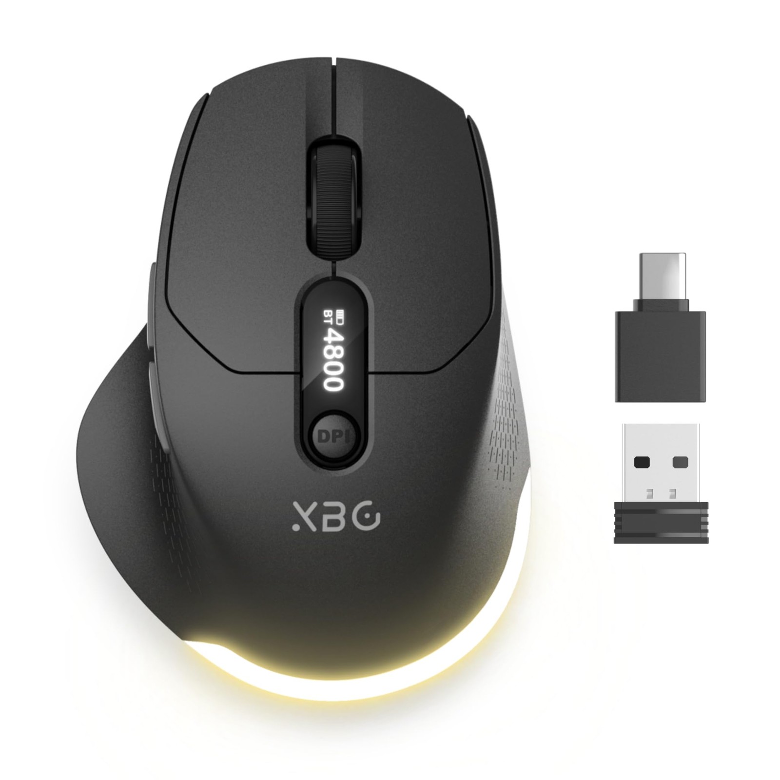 XBG B18Pro Tri-Mode Wireless Bluetooth Mouse with LED Display B18 Pro-Black