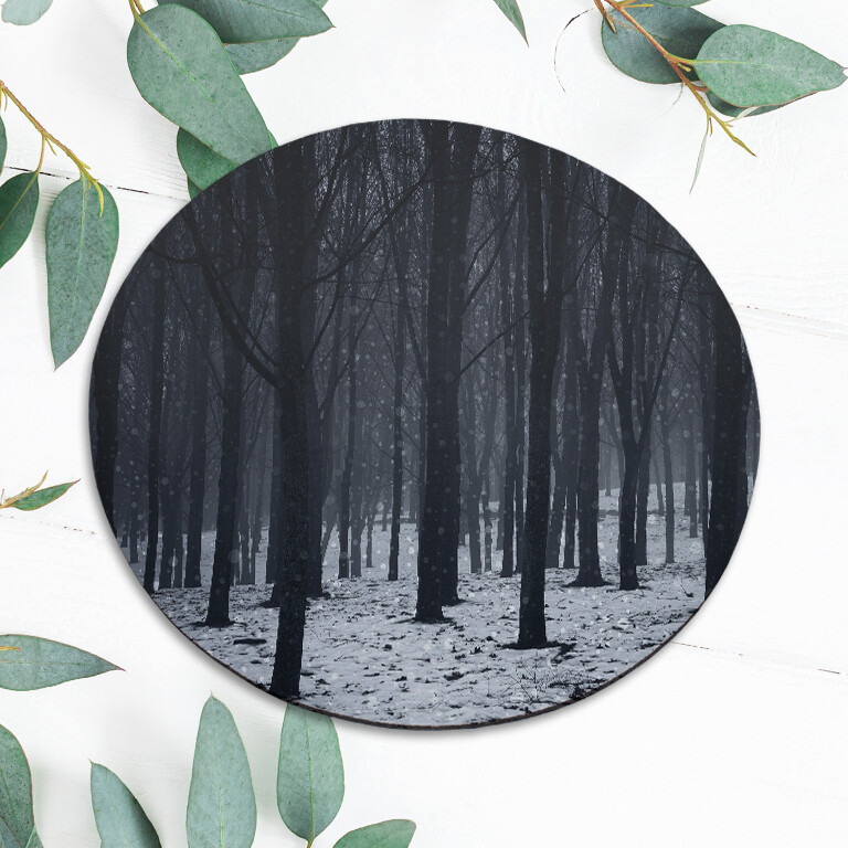 Night Snowy Forest Nature Trees Mouse Pad Mat Office Desk Table Accessory Gift