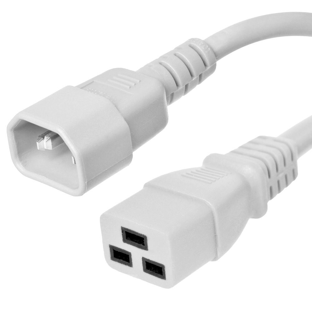 20 PACK LOT 2ft IEC C14 - C19 White Power Cord 14AWG 15A/1875W 100-250V 0.6M