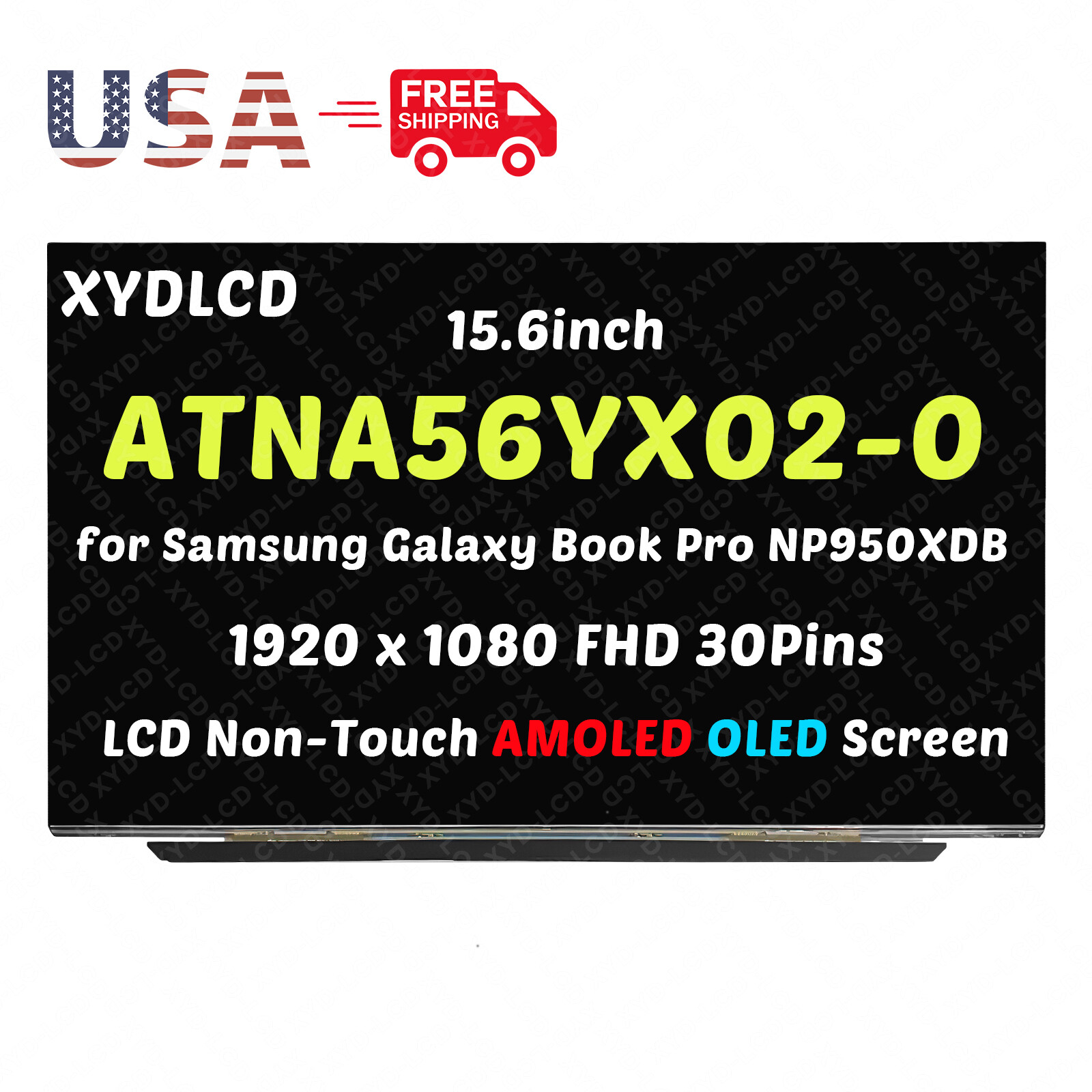15.6in ATNA56YX02-0 for Samsung NP950XDB-KC2IT NP950XDB-KC3SE LCD OLED Screen