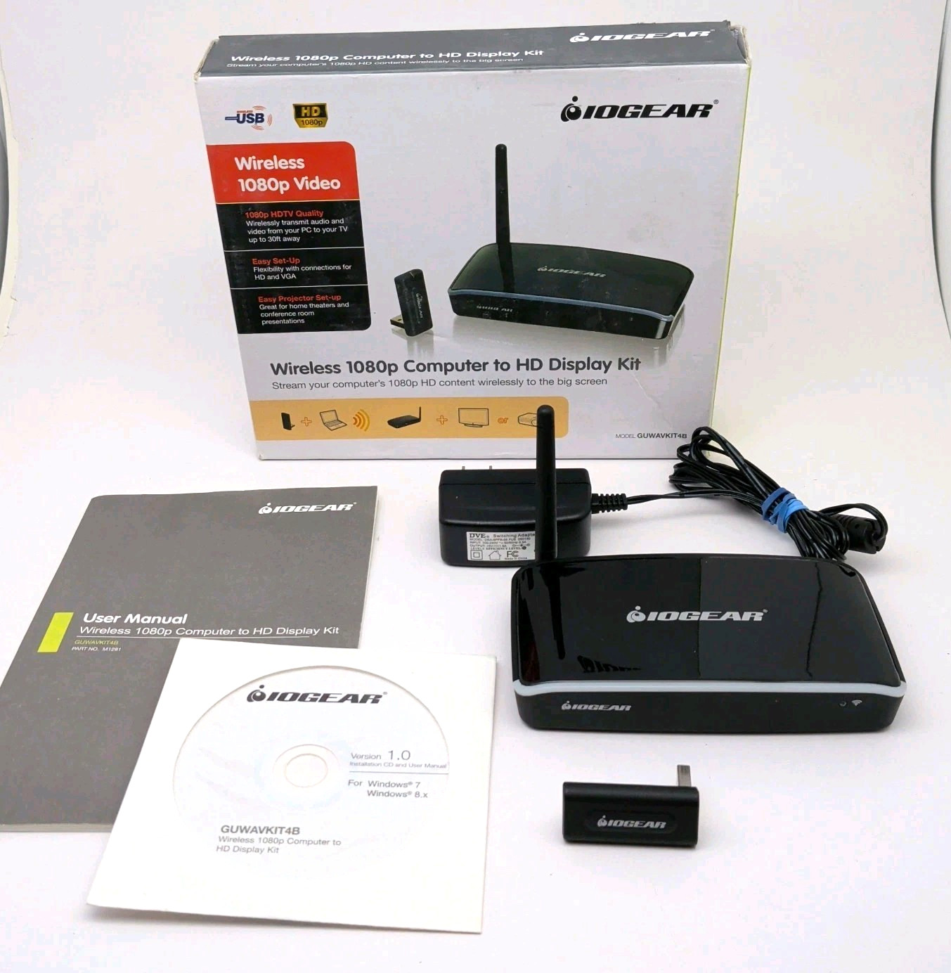 IOGEAR Wireless 1080p Computer to HD Display Kit GUWAVKIT4B Complete Works