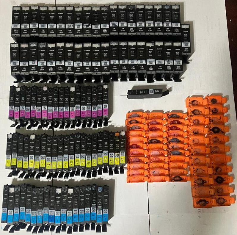 Genuine Empty Virgin Canon 250 PGBK & 251 Ink Cartridges + Caps