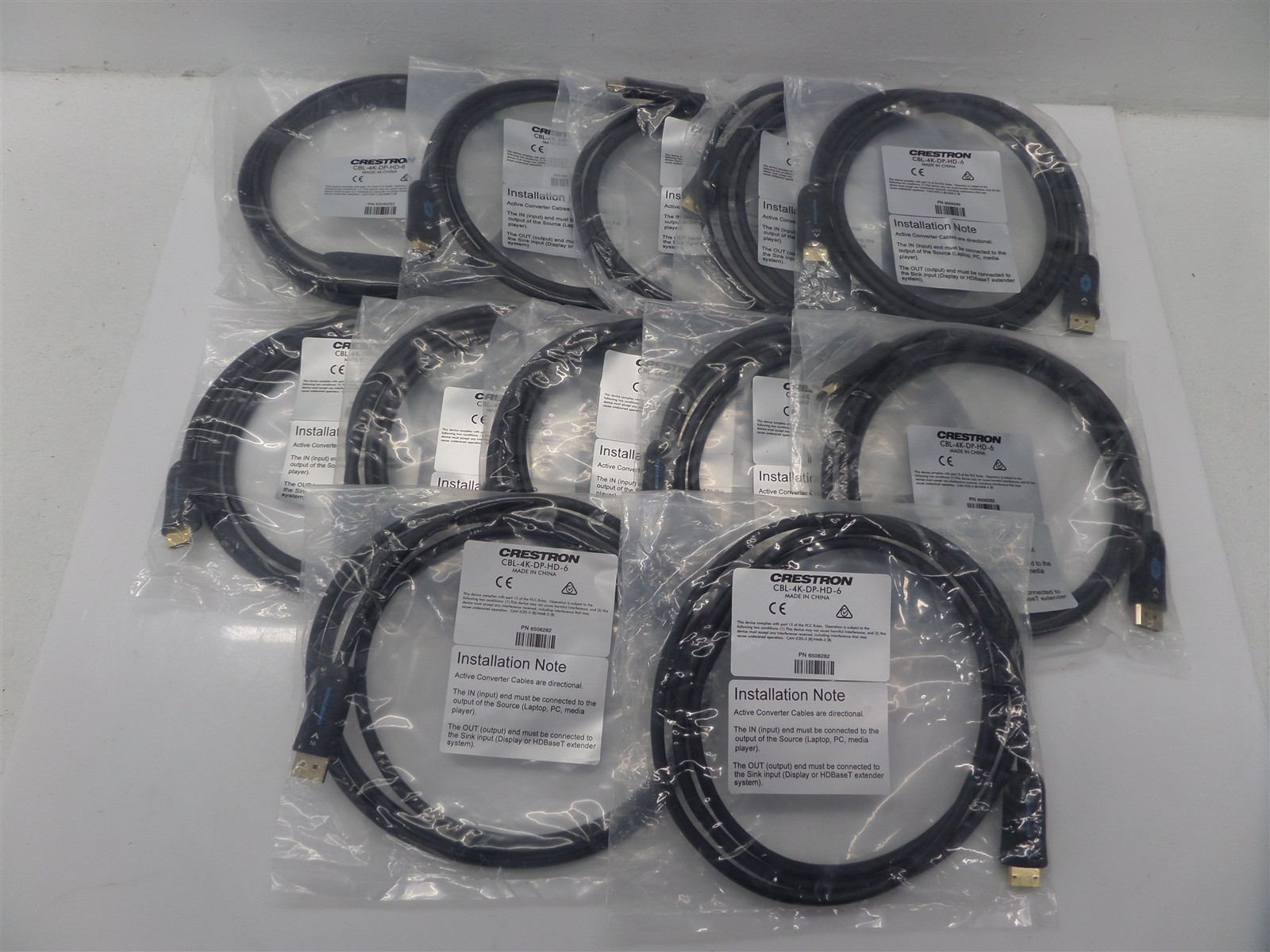 Lot Of 12 Crestron CBL-4K-DP-HD-6 Active DisplayPort-To-HDMI Converter Cable 6Ft