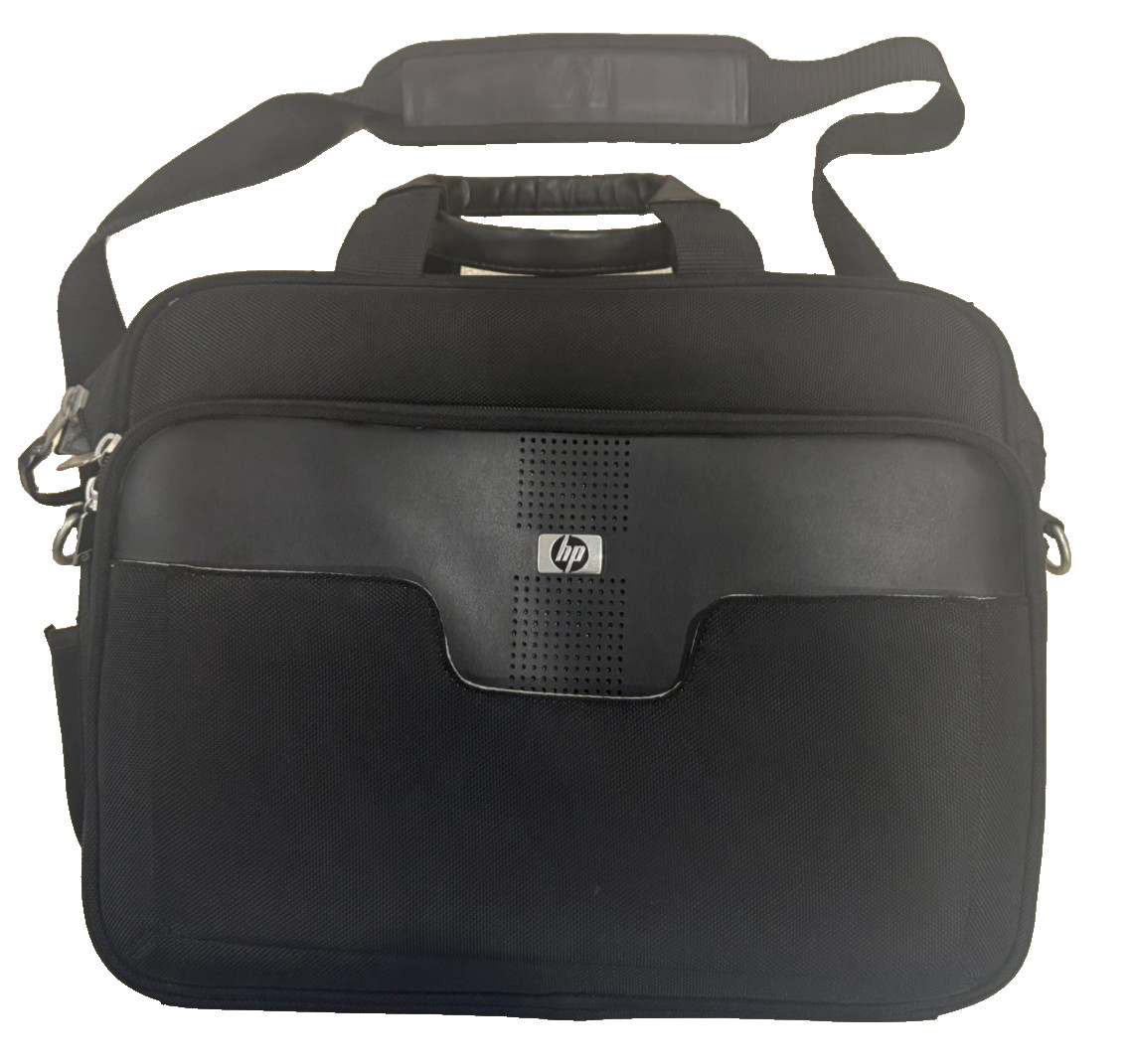 EUC Large HP Padded Black Laptop Briefcase Carry Case Fits  17" Laptop