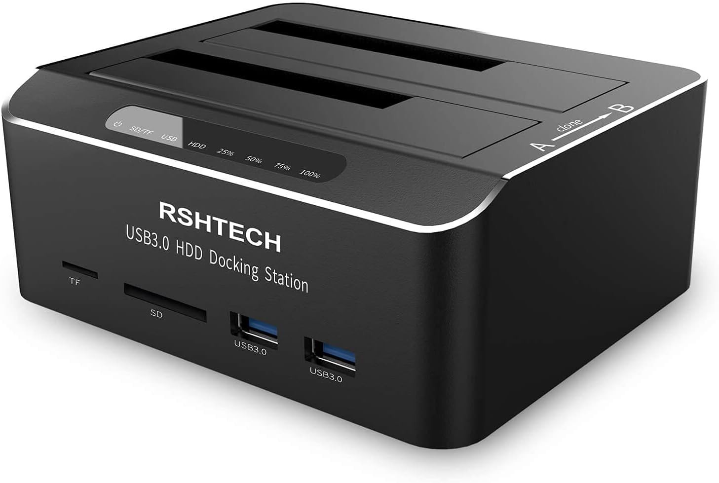 Hard Drive Docking Station RSHTECH USB 3.0 Aluminum Dual Bay Black 