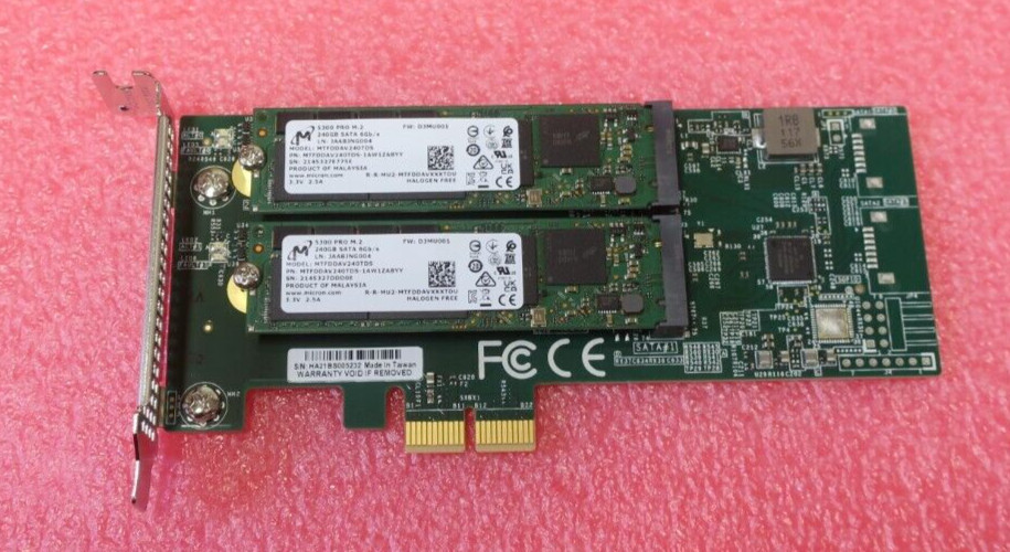 NEW Fujitsu PDUAL CP100 M.2 Boot RAID Controller + 2x 240GB M.2 SSD PYBDMCP24L