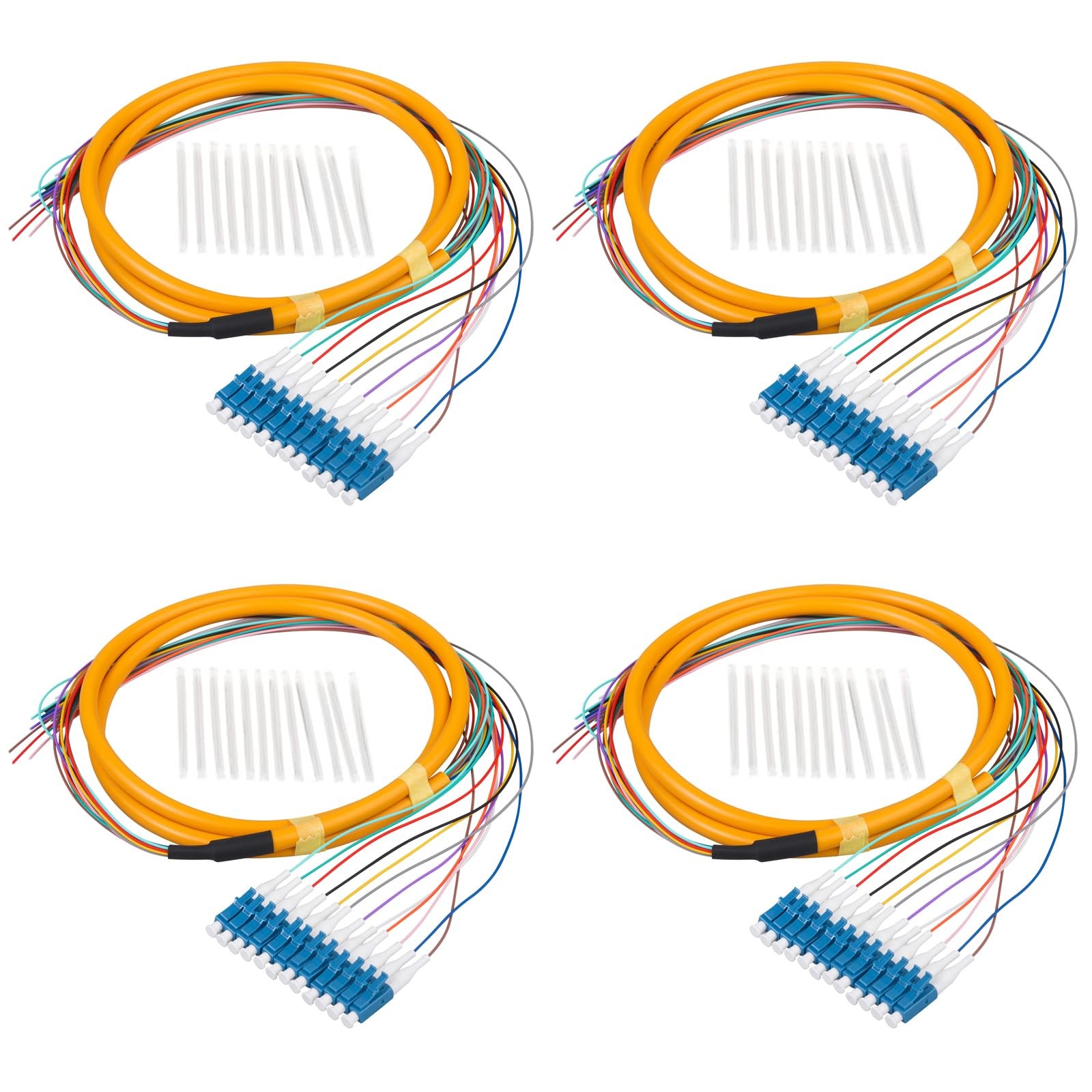 12 Strand Single Mode 9 125 LC UPC Fiber Optic Pigtail 1 Point 2M 4 Pack Set