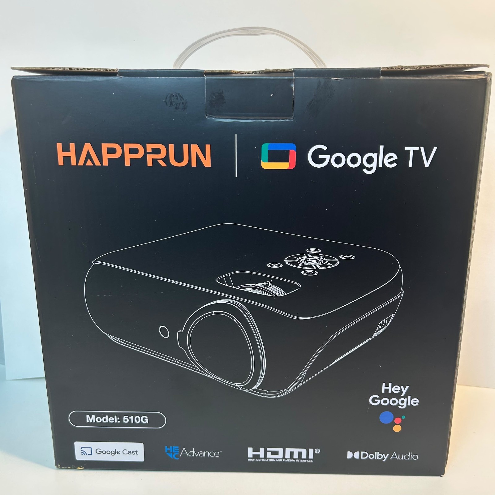 Happrun 510G Google TV Projector 1080P Native 4K Supported Portable Open Box.