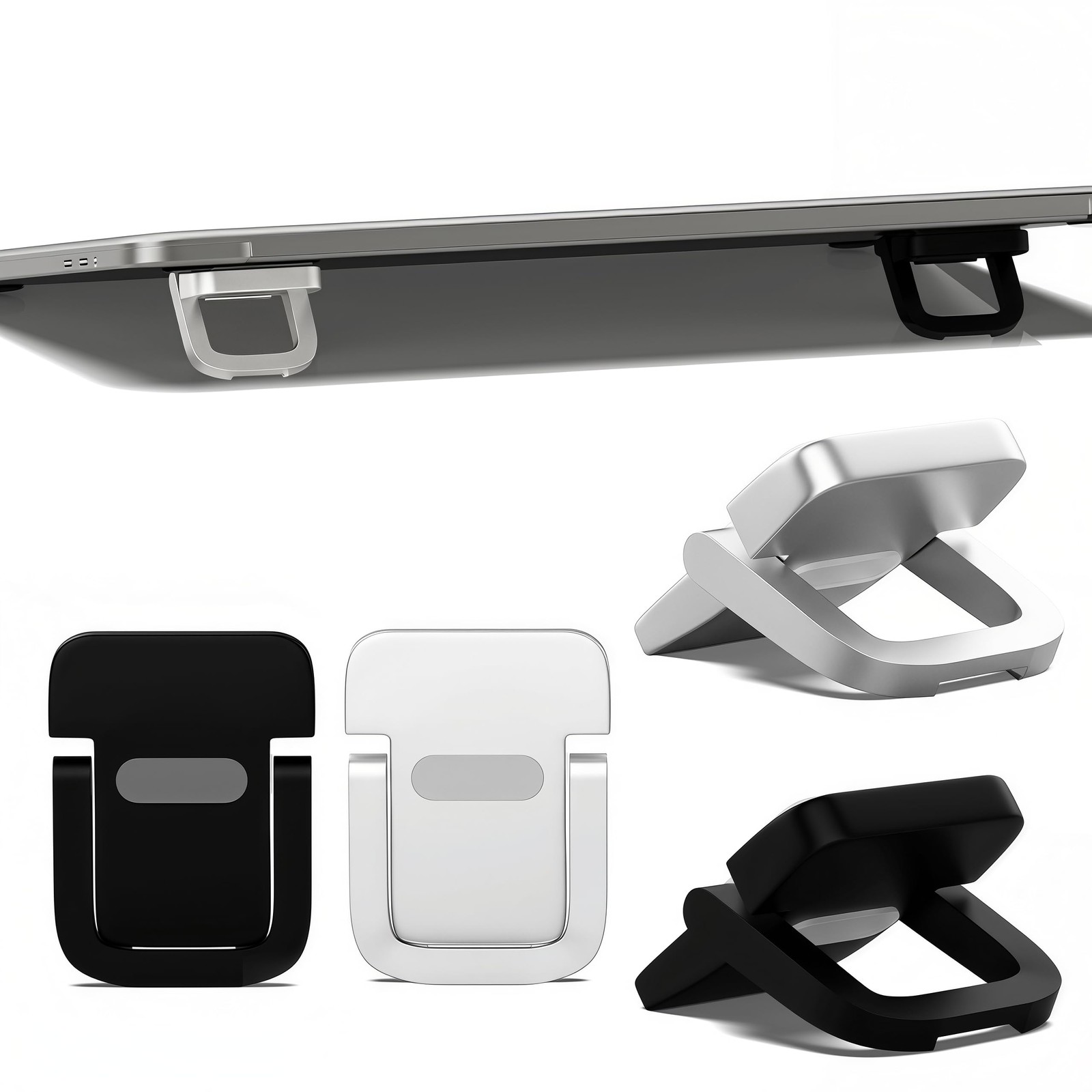 4 PCS Portable Keyboard Riser Set 2 Black 2 Silver Adjustable Laptop Stand
