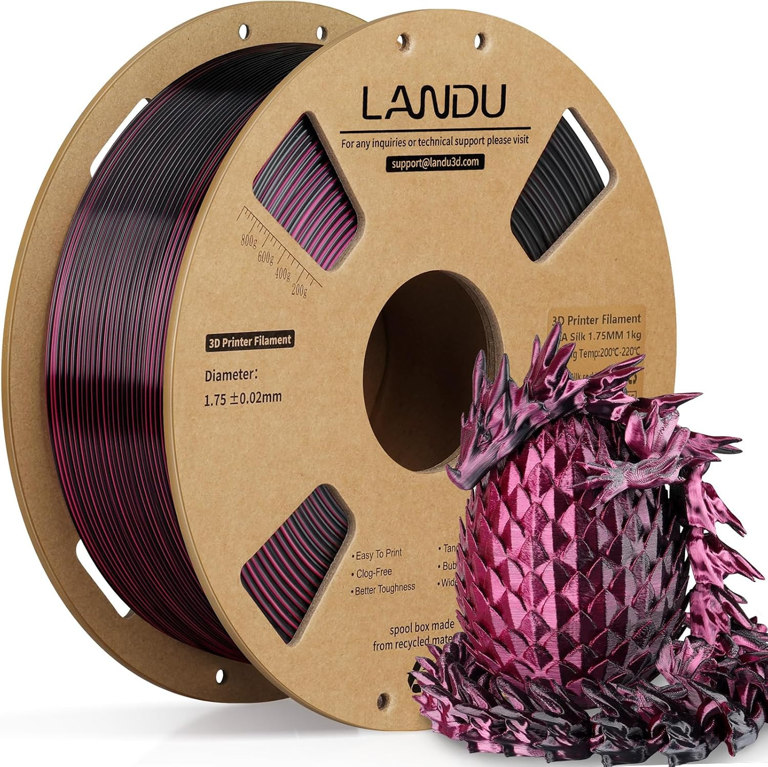 Silk Dual Color PLA Filament 1.75Mm 1KG, 3D Printer Filament Dimensional