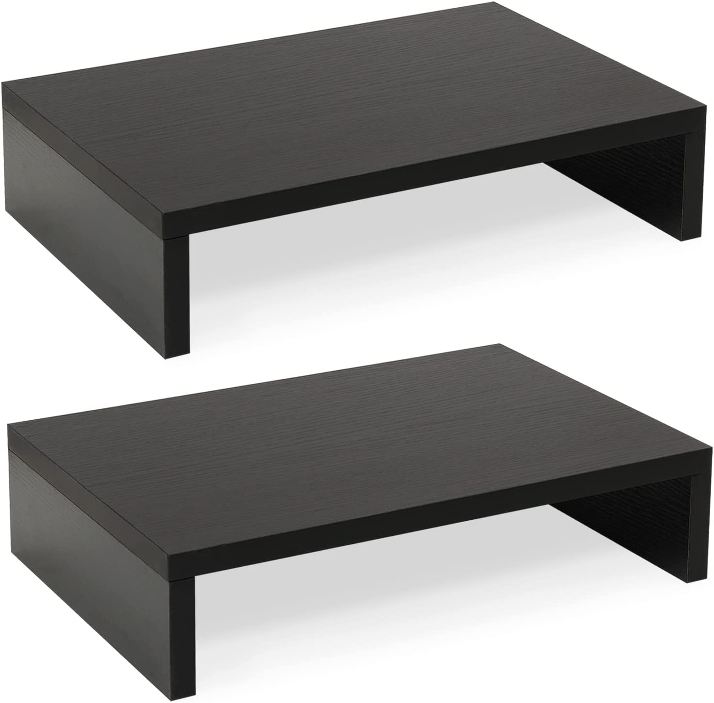2-Pack Wood Monitor Stand Riser for Desk , Black