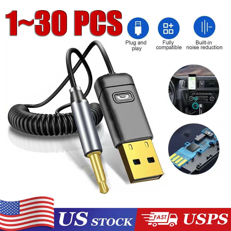 Wireless USB Bluetooth 5.0 Audio Transmitter Receiver AUX Adapter For TV Car Lot