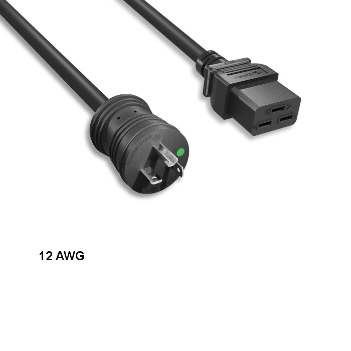 LOT 10pcs 10ft 12 AWG Hospital Grade Power Cable NEMA 5-20P to C19 20A/125V Blk