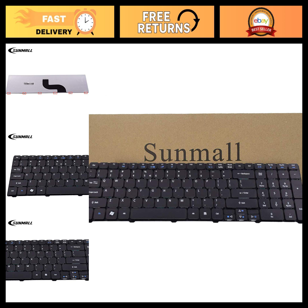 Laptop Keyboard Replacement for Acer Aspire 5250 5251 5253 5336 5551 US Layout
