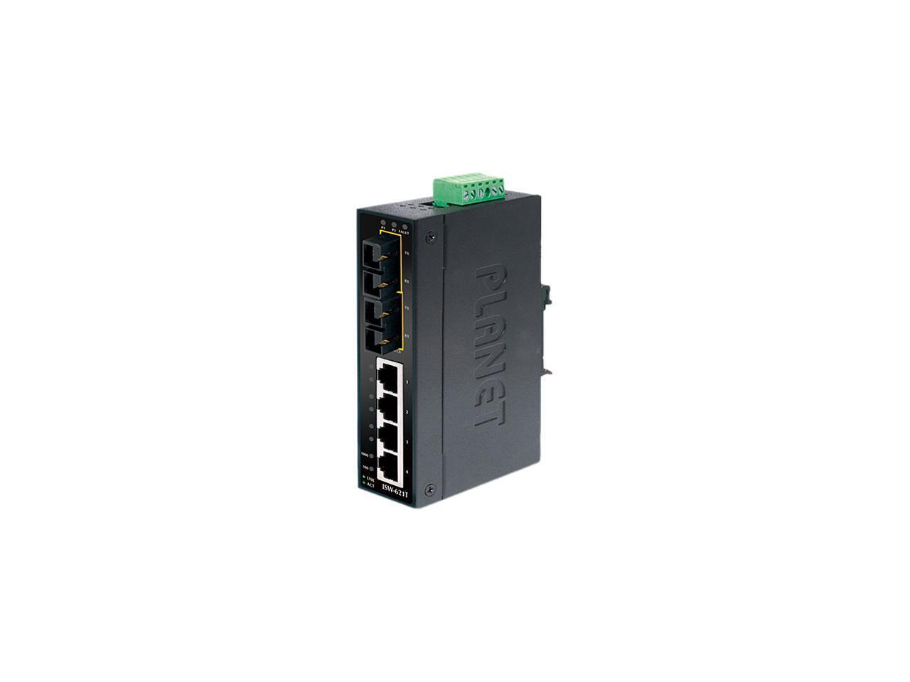 Planet ISW-621T 4+2 100FX Port Multi-mode Industrial Ethernet Switch - 2 km (-40
