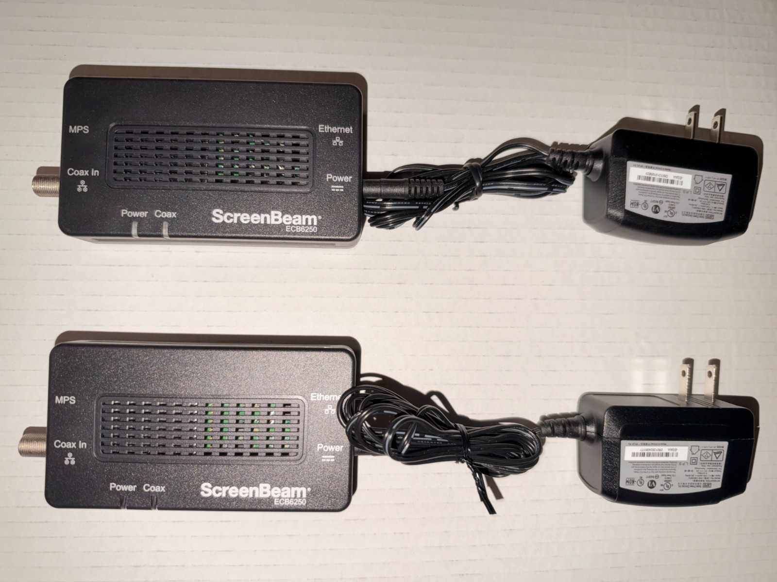 Pair ScreenBeam ECB6250 MoCA 2.5 Network Adapter Ethernet Over Coax w/ Power