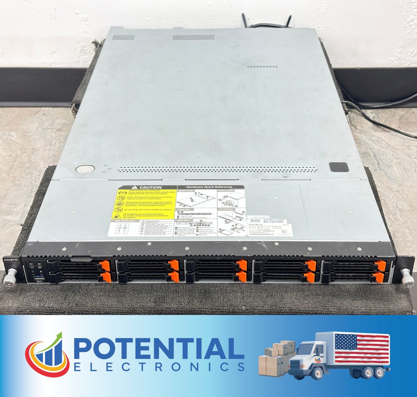 USED| Gigabyte R182-Z92 1U Dual-Socket AMD EPYC SP3 Server, 10-Bay NVMe, 32 DIMM